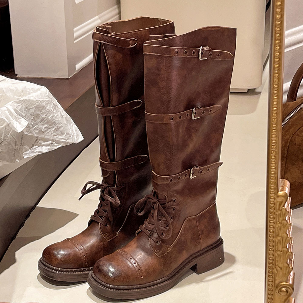 Street Fashion Designers - Botas altas de joelho femininas vintage
