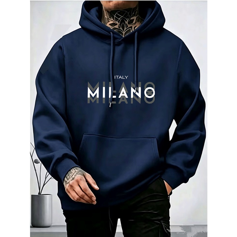 Street Fashion Milano - Moletom masculino com capuz, tecido de