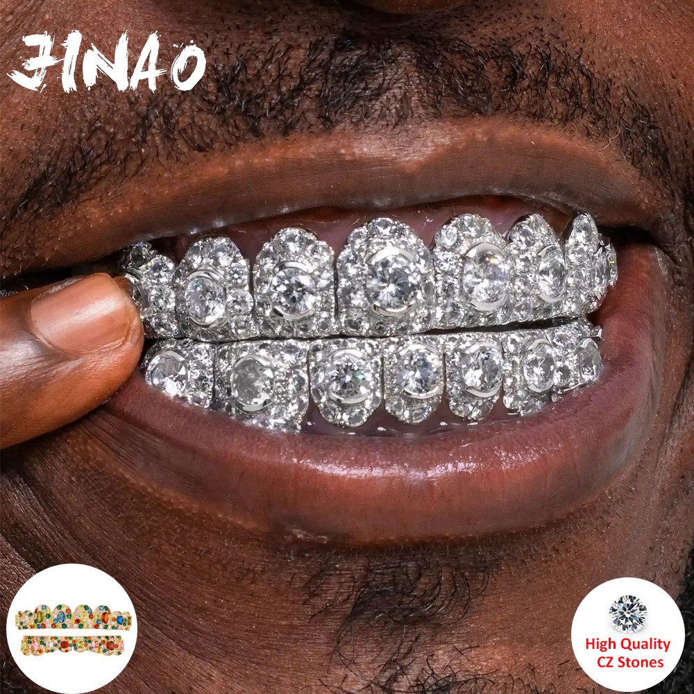 Street Fashion Jewelry - JINAO Hip Hop Grillz Completo Cravejado