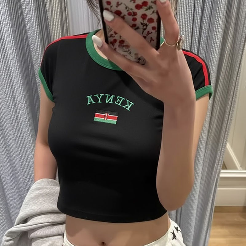 Street Fashion Kenya - Quênia impresso colheita topo y2k sexy