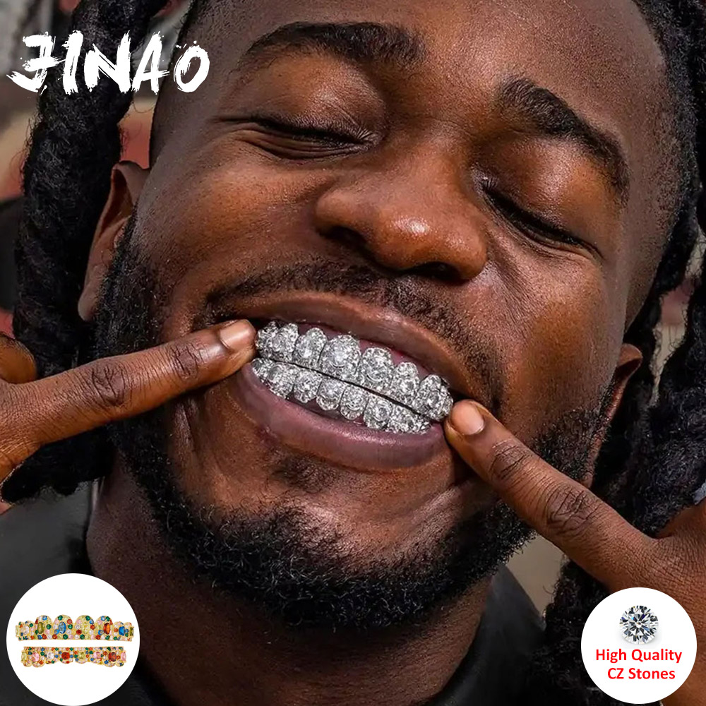 JINAO Hip Hop Grillz Completo  - Street Fashion Jewelry avaliação e preço