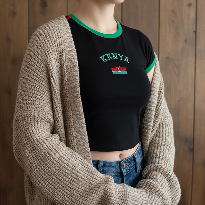 Quênia impresso colheita topo  - Street Fashion Kenya avaliação e preço