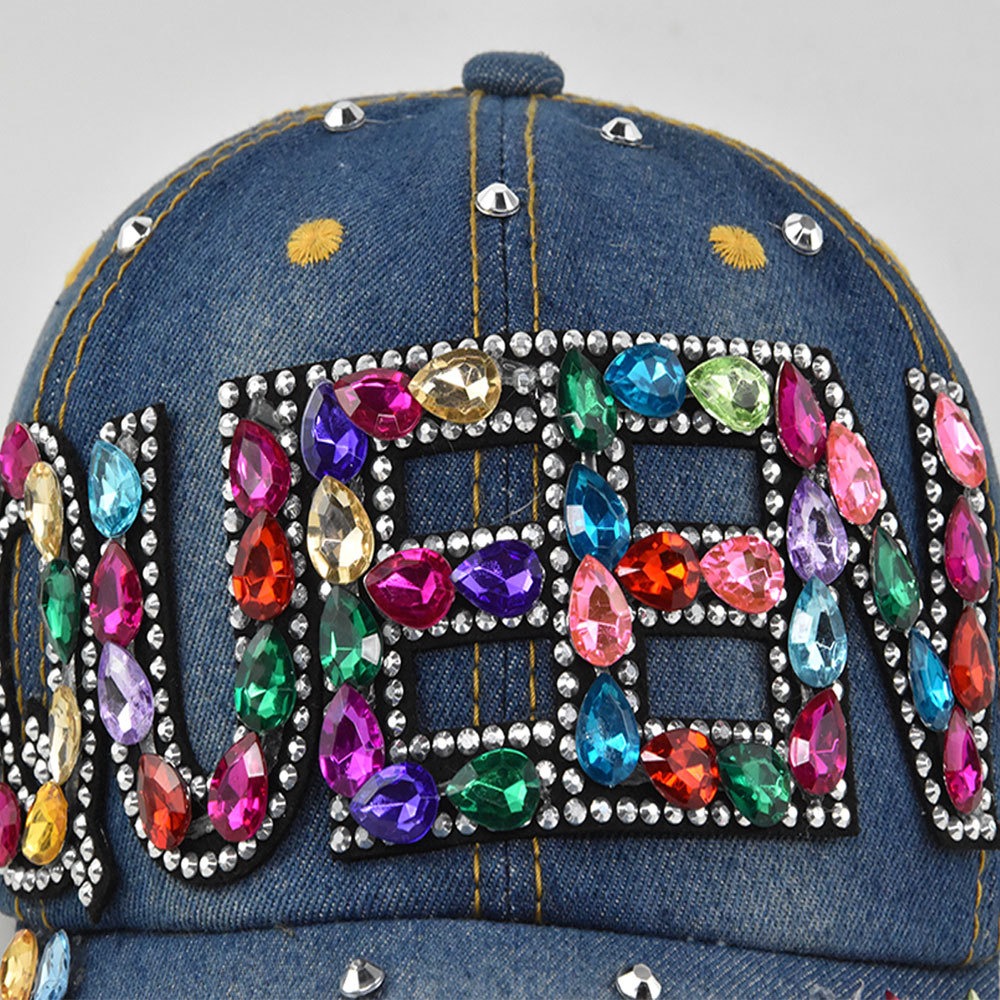 Rainha strass denim bonés de b - Queen Street Fashion avaliação e preço