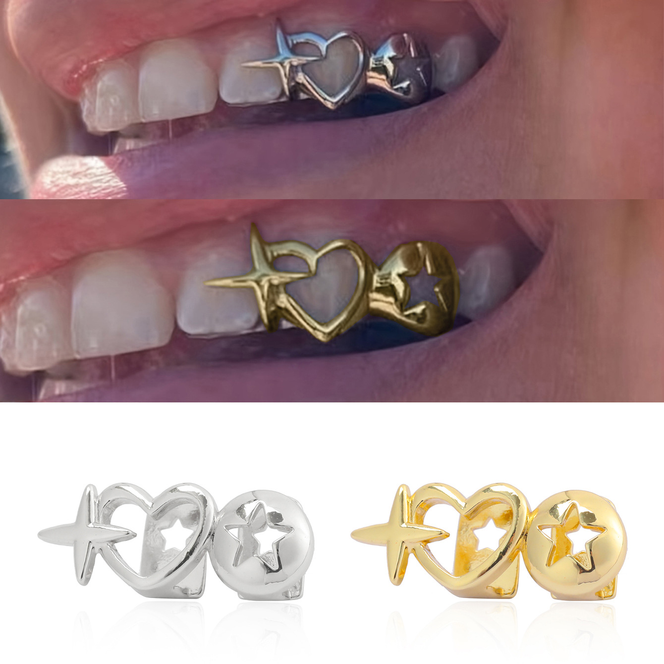 Punk hip hop oco coração dente - Street Fashion Jewelry avaliação e preço